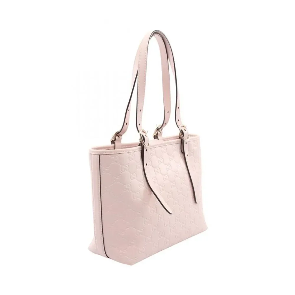 Gucci Leather GG Emblem Tote Bag